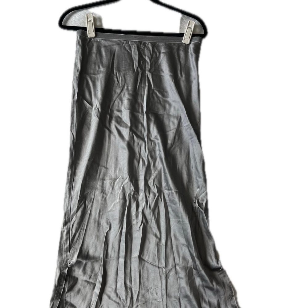 Go Silk Silver Maxi Skirt 100% washable silk size S